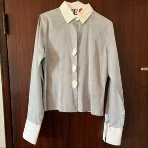 Anne Fontaine gray white blouse